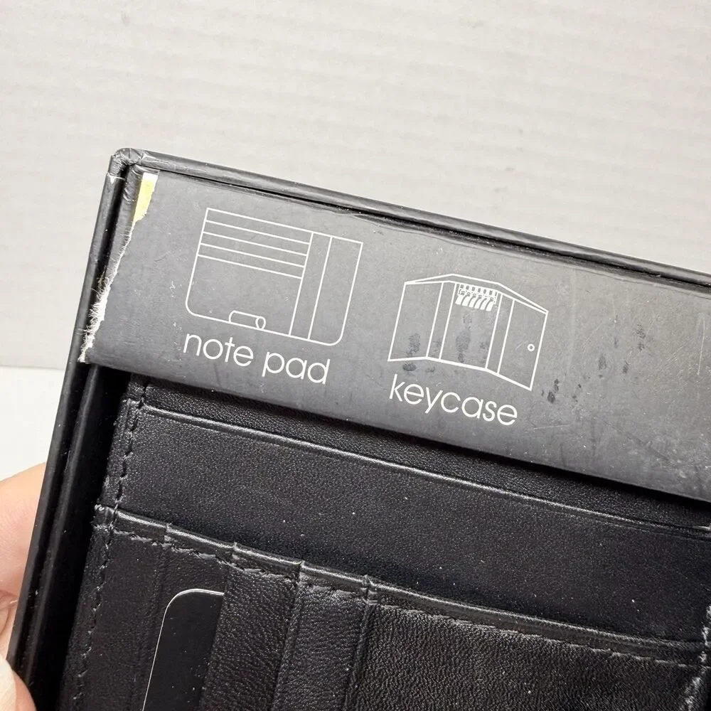 GEORGE Genuine Leather Note Pad Cardholder Key Case Braided Keyfob Gift Set New